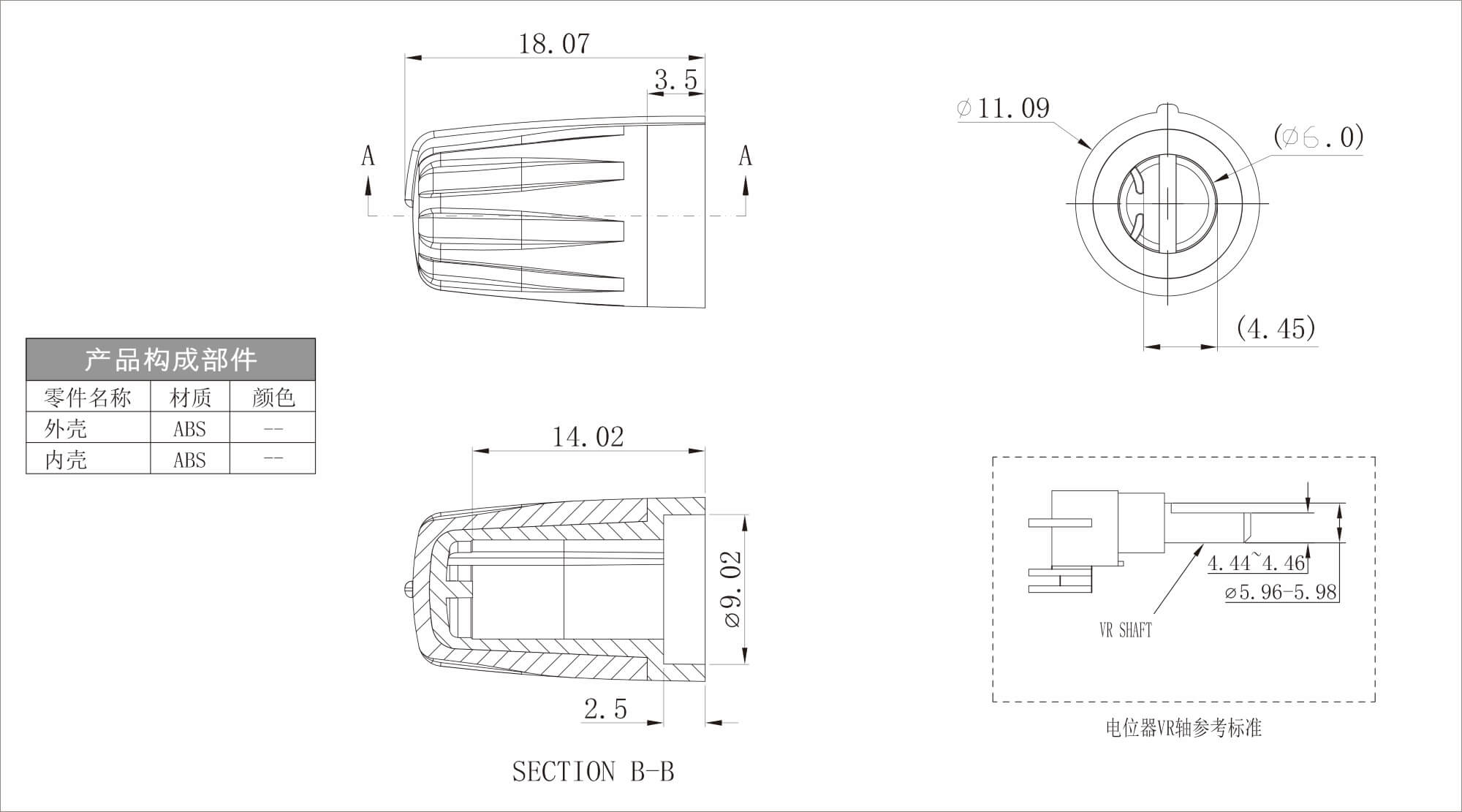 塑料双色旋钮 X104